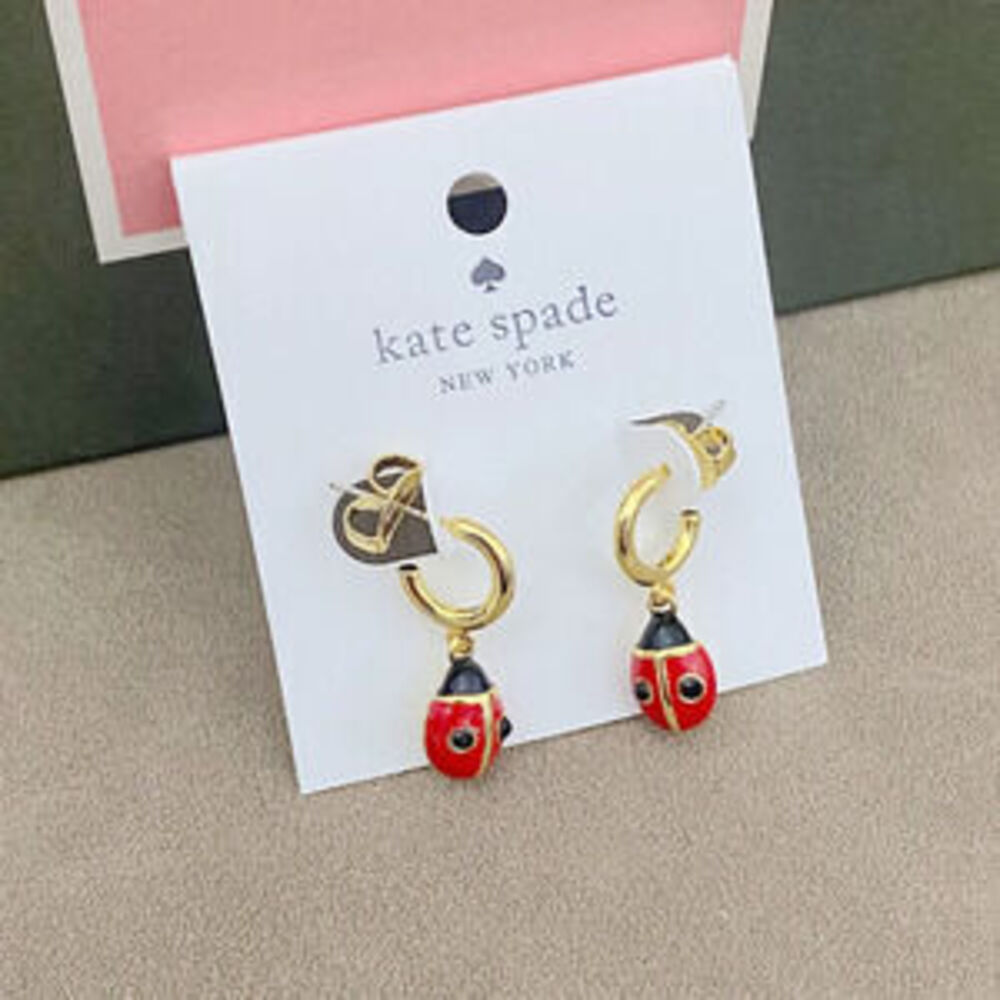kate spade Gold Plated Copper Red Ladybug Hip Hop Pendant Bracelet Necklace
